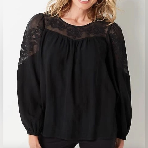 J.jill black textured appliqué Aline shape top size XL - Picture 13 of 13